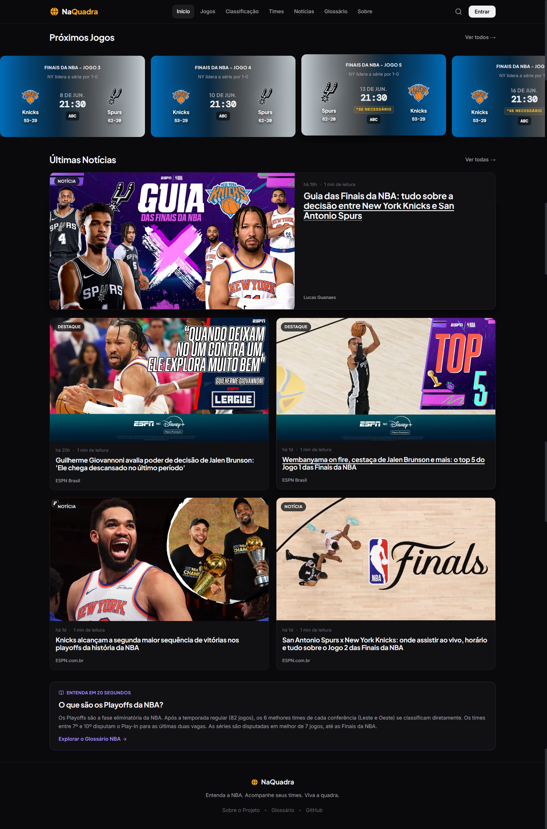NaQuadra — Plataforma NBA